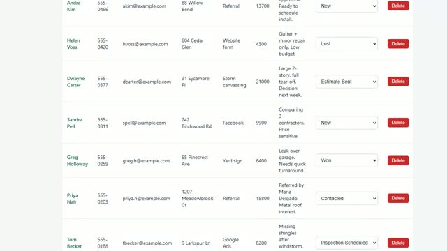 Lead Tracker demo